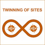 Logo of the ERIH project TWINNING OF SITES, showing a horizontal eight with two inscribed ERIH logos